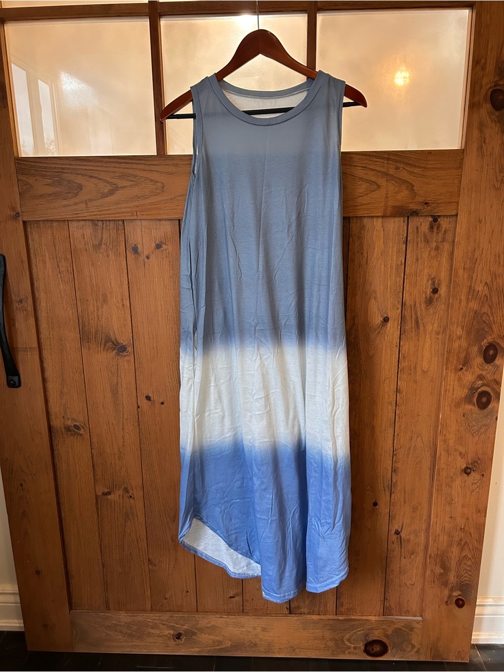 Sleeveless Ombre Blue & White Midi Dress